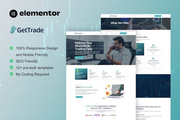 GetTrade - Trading & Investment Elementor Template Kit - Image 1