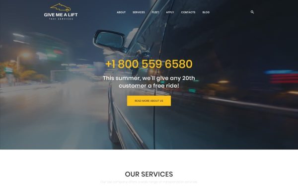 Give Me A Lift - Transportation & Taxi Services WordPress Theme - Image 1