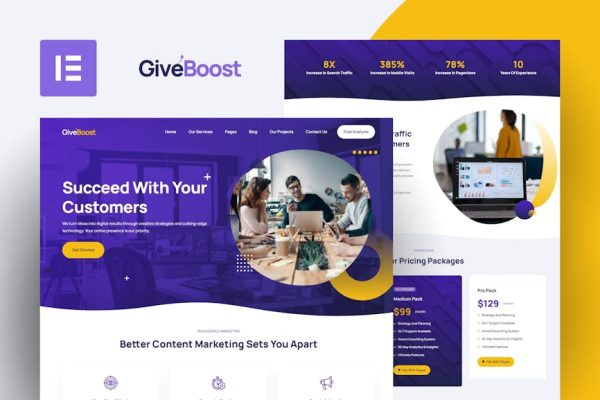 GiveBoost - Digital Marketing Agency Elementor Template Kit - Image 1