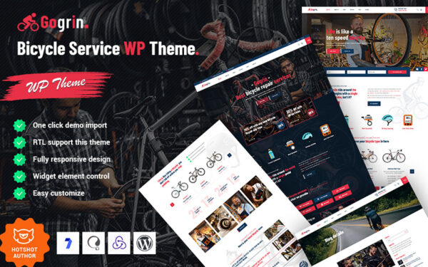 Gogrin - Bicycle Service WordPress Theme - Image 1