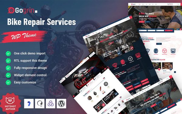 Gogrin - Bike Repair Service WordPress Theme - Image 1