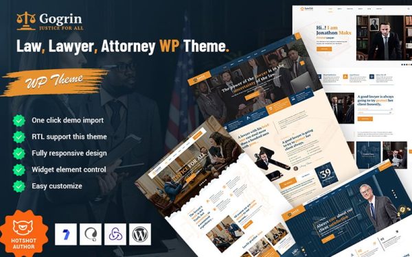 Gogrin - Law, Lawyer, & Attorney WordPress Theme - Image 1