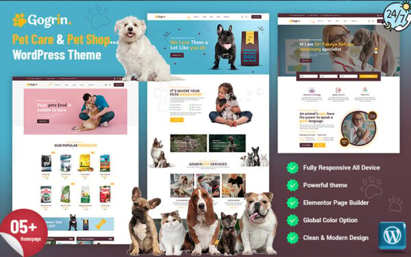 Gogrin - Pet Care & Pet Shop WordPress Theme - Image 1