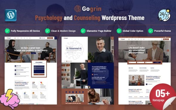 Gogrin - Psychology and Counseling Responsive WordPress Theme - Image 1