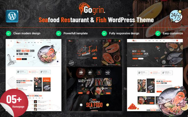 Gogrin - Seafood & Fish Restaurant WordPress Theme - Image 1