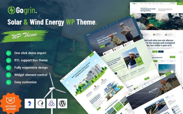 Gogrin - Solar & Wind Energy WordPress Theme - Image 1