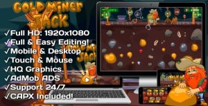 Gold miner jack html5 game 20 levels mobile version construct 3 .jpg