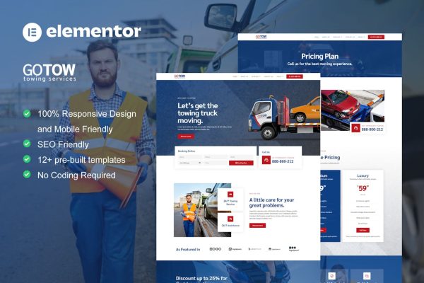 Gotow - Towing Services Elementor Template Kit - Image 1