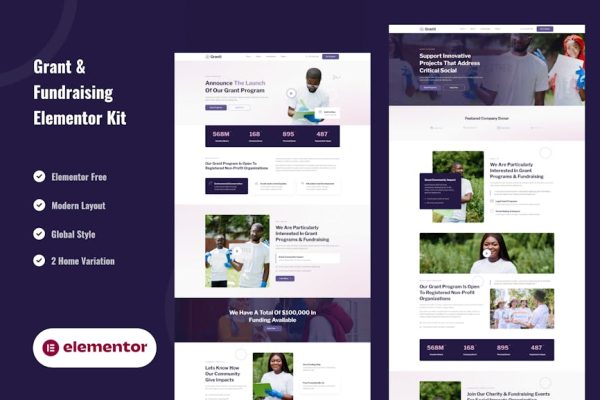 Grant & Fundraising - Elementor Template Kit - Image 1