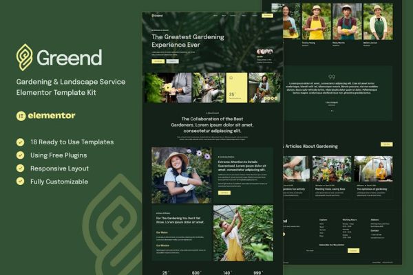 Greend - Gardening & Landscape Service Elementor Template Kit - Image 1