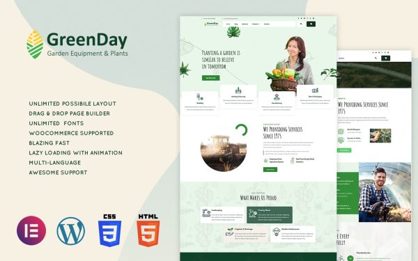Greenday - Agriculture & Gardening WordPress Theme - Image 1