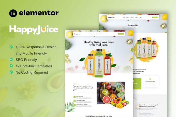 HappyJuice - Juice & Fresh Drink Elementor Pro Template Kit - Image 1
