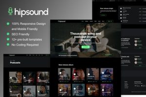Hipsound music streaming podcast elementor template kit gplpixel.jpg