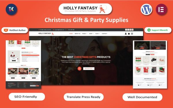 Holly Fantasy - Christmas Gifts & New Year Party Supplies WordPress Elementor Template - Image 1