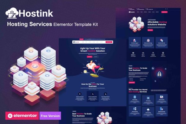 Hostink - Hosting Services Elementor Template Kit - Image 1