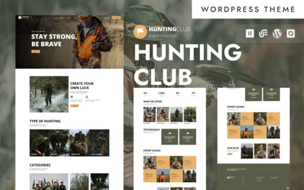Hunting club - Outdoor Adventures & Survival Gear WordPress Elementor Theme - Image 1