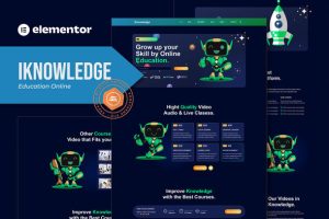 Iknowledge education online learning platform elementor template kit .jpg