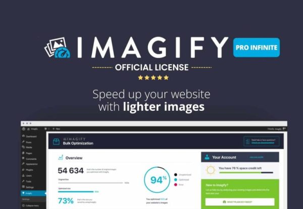 Imagify - Unlimited Optimize Images & Convert WebP Original License key activation Yearly - Image 1