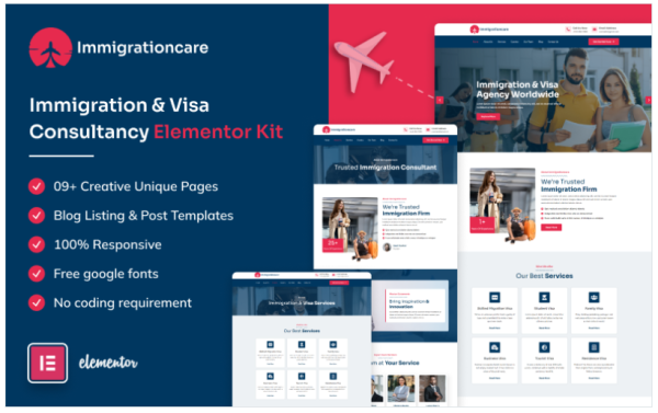 Immigrationcare - Immigration and Visa Consultancy Elementor Kit - Image 1