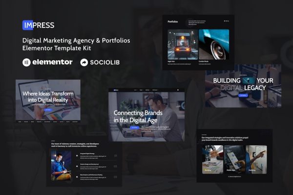 Impress - Digital Marketing Agency & Portfolios Elementor Template Kit - Image 1