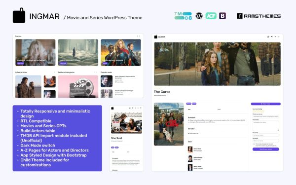 INGMAR - Movie and Series WordPress Theme + RTL - Image 1