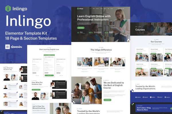 Inlingo - Professional English Course Elementor Template Kit - Image 1