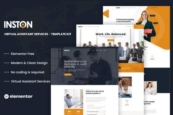 Inston - Virtual Assistant Services Elementor Template Kit - Image 1