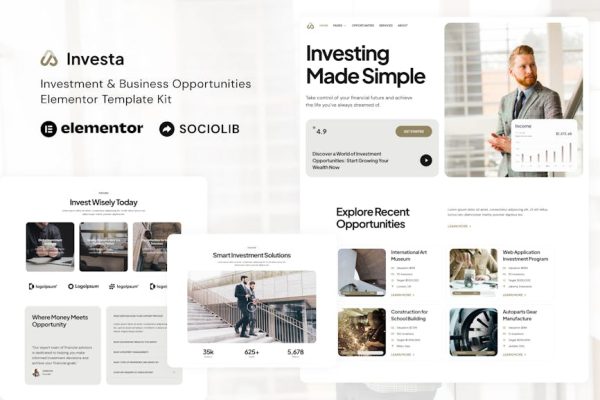 Investa - Investment & Business Opportunities Elementor Template Kit - Image 1