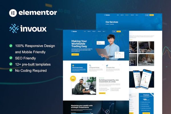 Invoux - Trading & Investment Elementor Pro Template Kit - Image 1