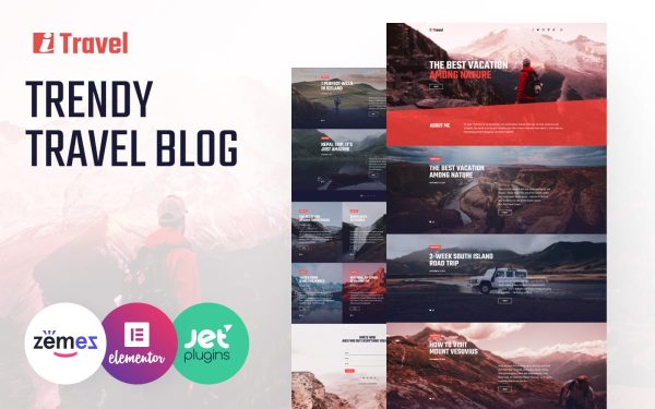 ITravel - Trendy Travel Blog Website Template for Elementor builder WordPress Theme - Image 1