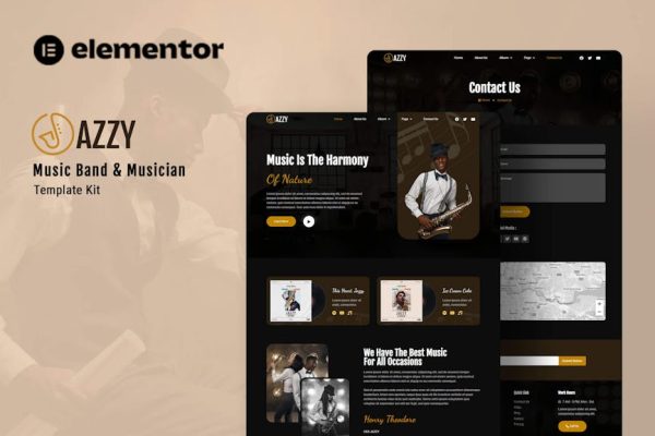 Jazzy - Music Band & Musician Elementor Template Kit - Image 1