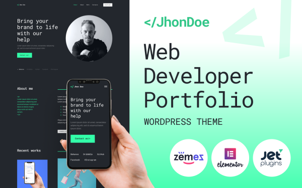 Jhon Doe - Contemporary Web Developer WordPress Theme - Image 1