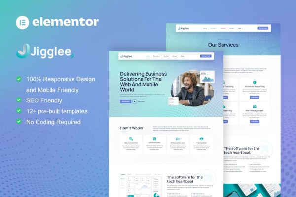 Jigglee - Tech Startup Business Elementor Template Kit - Image 1
