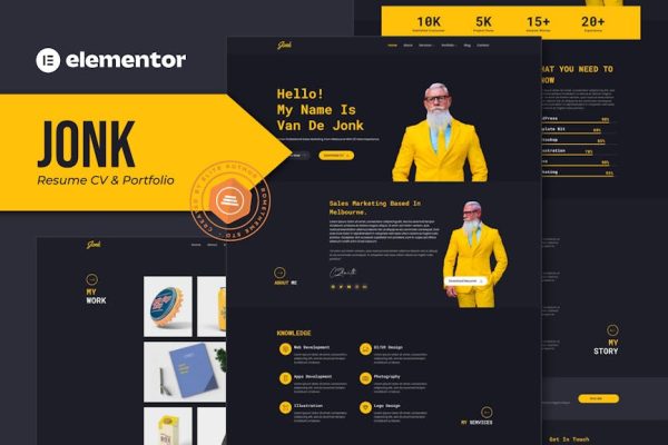 Jonk - Resume CV & Portfolio Elementor Template Kit - Image 1