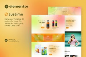 Justime juice bar smoothie organic food elementor template kit gplpixel.jpg