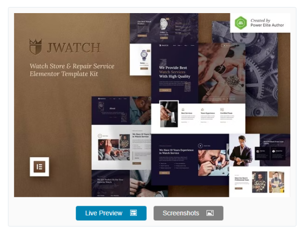 JWatch – Watch Store & Repair Service Elementor Template Kit - Image 1