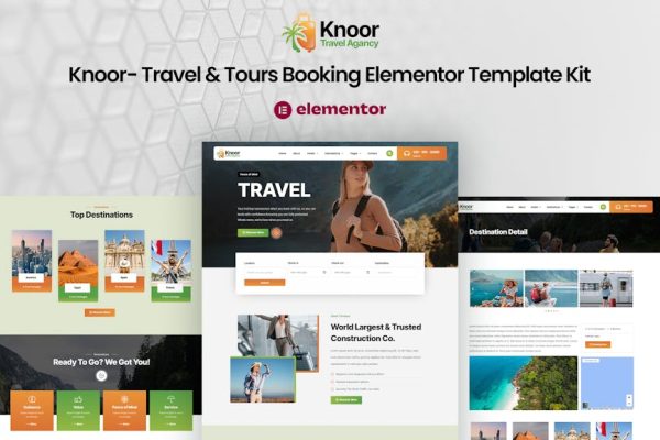 Knoor - Travel & Tours Booking Elementor Template Kit - Image 1