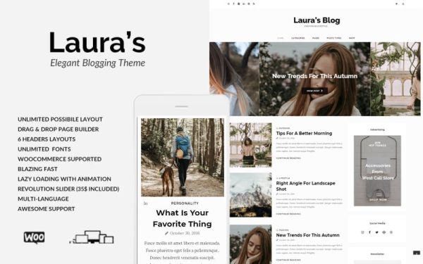 Laura - Elegant WordPress Personal Blog Theme WordPress Theme - Image 1