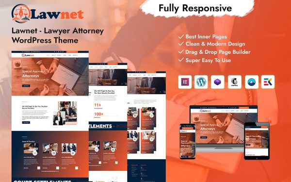 Lawnet - Lawyer Attorney WordPress Theme - Image 1