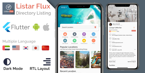 Listar Flux - mobile directory listing app template for Flutter - Image 1