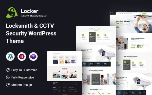 Locker – Locksmith & CCTV Security WordPress Theme - Image 1