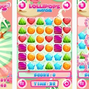 Lollipops Match3 - HTML5 Game + Mobile game! (Construct 3 | Construct 2 | Capx)