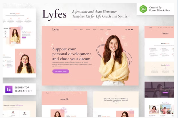 Lyfes – Feminine Life Coach & Speaker Elementor Template Kit - Image 1