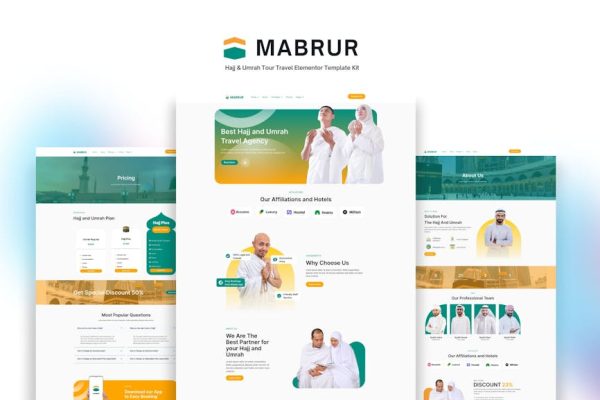 Mabrur - Hajj & Umrah Tour Travel Elementor Template Kit - Image 1