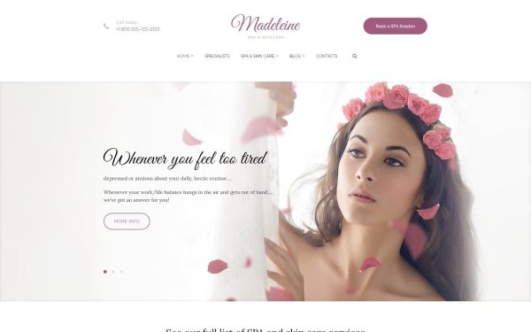 Madeleine - Spa Health & Skincare WordPress Theme - Image 1