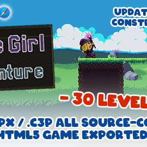 Mage Girl Adventure (Side Scrolling / Pixel Art) - HTML5 Construct 2/3 Game (.capx / .c3p)