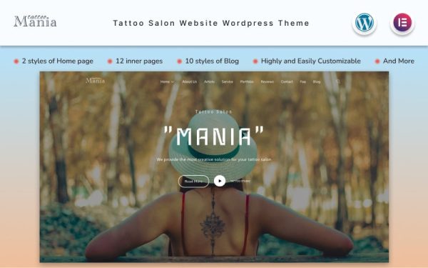 Mania - Tattoo Salon Website Wordpress Theme - Image 1