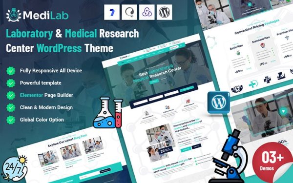 Medelab - Laboratory & Medical Research Center WordPress Theme - Image 1
