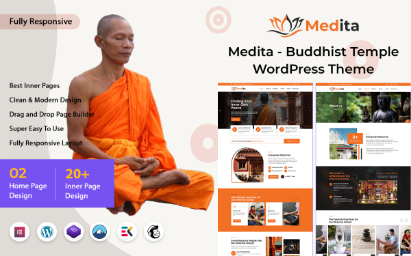 Medita - Buddhist Temple WordPress Theme - Image 1