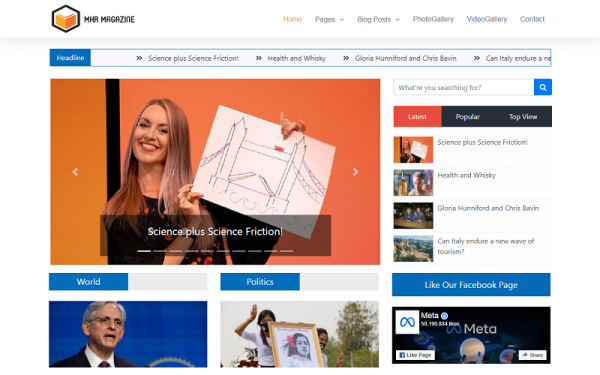 MhrMagazine - Newspaper, Blog, Journal, PhotoGallery, VideoGallery, and Magazine WordPress Theme - Image 1